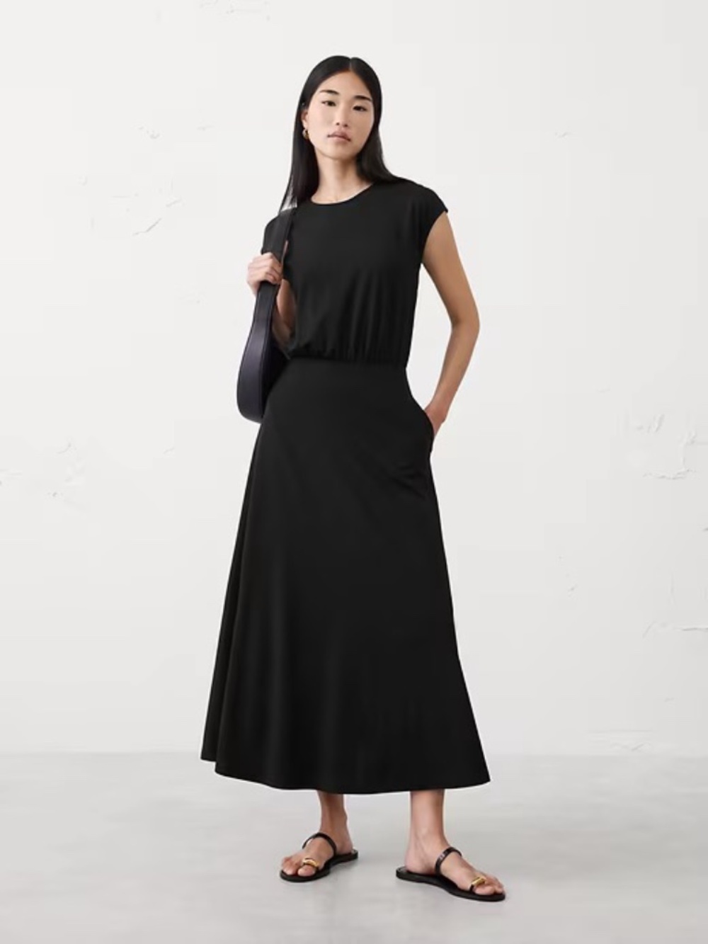 NWT Banana Republic Knit Ponte Midi Dress // Black